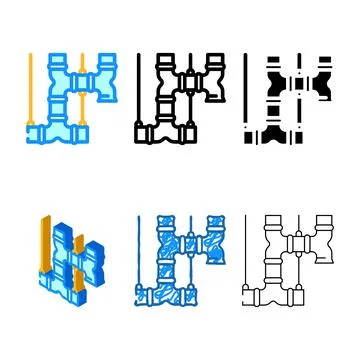 Ventilation ducts color icon vector styleset Illustrazione stock