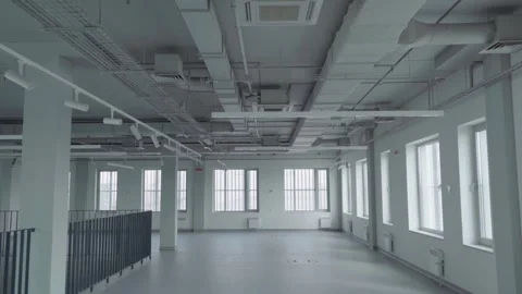 Ventilation ducts inside a large warehouse. Gimbal shot Stock Footage 249963237