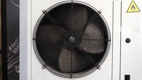 Ventilation Fan in Industrial Cooling Unit Stock Footage 341392345