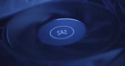 Ventilation fan spinning in computer case closeup footage Stock Footage 171000870