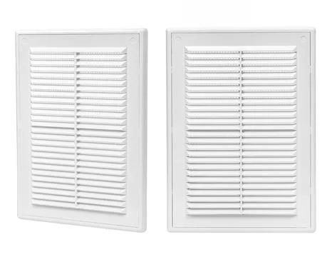 Ventilation grate isolated on a white background. Rectangular shape. Material Stock Photos