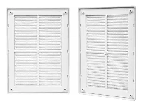 Ventilation grate isolated on a white background. Rectangular shape. Materi.. Stock Photos
