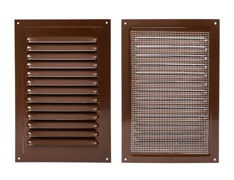Ventilation grate isolated on a white background. Rectangular shape. Materi.. Stock Photos