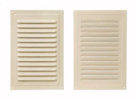 Ventilation grate isolated on a white background. Rectangular shape. Materi.. Stock Photos