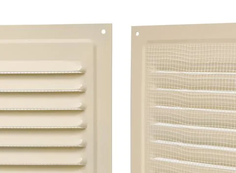 Ventilation grate isolated on a white background. Material aluminum. Color .. Stock Photos