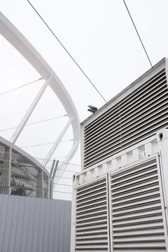 Ventilation grids built into the container for the generator set Stock Photos