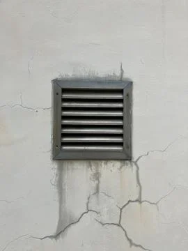 Ventilation grille damaged wall moisture stain inspection Stock Photos