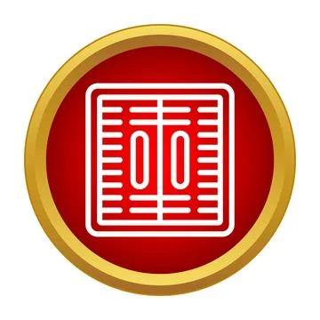 Ventilation grille icon in red circle with gold Ilustración de archivo