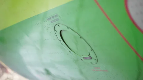 Ventilation hatch of the aircraft. Electronics testing. 4k Stock Footage 97076997