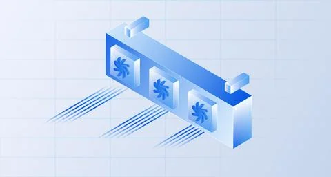 Ventilation isometric concept. Computer fans components Stock Illustration