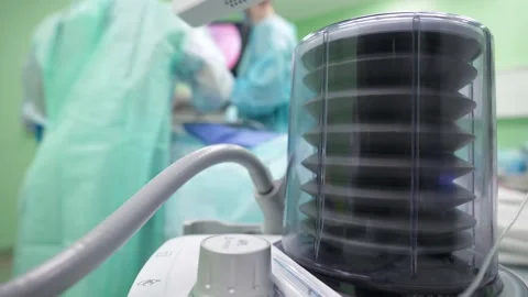Ventilation of the lungs with oxygen in the operating room. Diagnosis of Stock Footage 172465722
