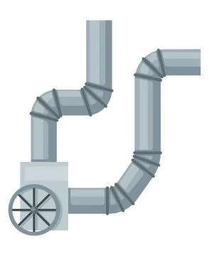 Ventilation pipe. Vent system element. Isolated cartoon part. Air system, steel Stock Illustration