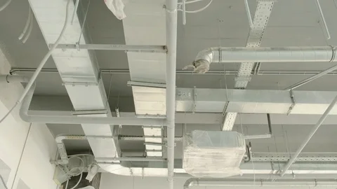 Ventilation pipes in a building under construction Stock Footage 130116952