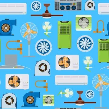 Ventilation seamless pattern vector industrial air conditioner heat cool Illustrazione stock