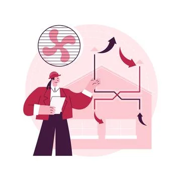 Ventilation system abstract concept vector illustration. Illustrazione stock