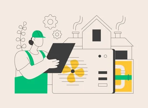 Ventilation system abstract concept vector illustration. Illustrazione stock