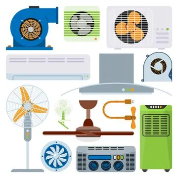 Ventilation system air condition ventilators equipment conditioning climate fan Stock Illustration