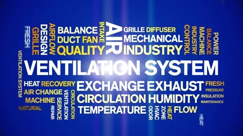 Ventilation System animated word cloud,animation tag kinetic typography loop. Vídeos de archivo 306510005