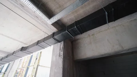 Ventilation system at the construction site Stock Footage 264681975