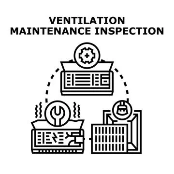 Ventilation system maintenance process and air conditioner inspection Stock-Illustration