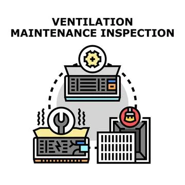 Ventilation system maintenance process and air conditioner inspection Stock-Illustration