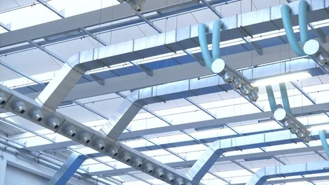 Ventilation system in a shipyard Stock Footage 72143920