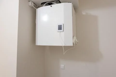 The ventilation system in the storage room in a new apartment without repair Stock Photos