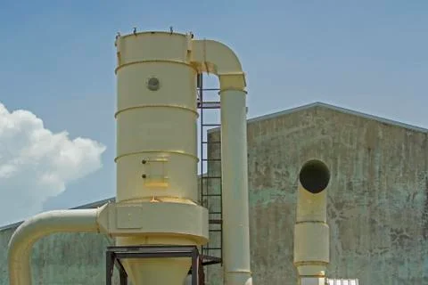 Ventilation systems outside and old factory Stock Photos