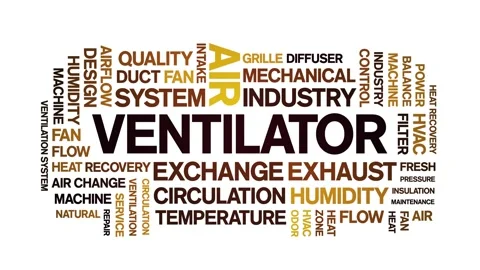 Ventilator animated word cloud,animation tag kinetic typography seamless loop. Vídeos de archivo 306519370