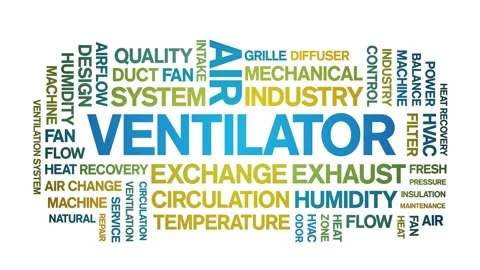 Ventilator animated word cloud,animation tag kinetic typography seamless loop. Vídeos de archivo 306519380