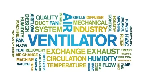 Ventilator animated word cloud,animation tag kinetic typography seamless loop. Vídeos de archivo 306519386