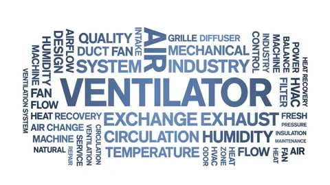 Ventilator animated word cloud,animation tag kinetic typography seamless loop. Vídeos de archivo 306519393