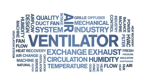 Ventilator animated word cloud,animation tag kinetic typography seamless loop. Vídeos de archivo 306519403