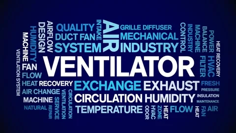 Ventilator animated word cloud,animation tag kinetic typography seamless loop. Vídeos de archivo 306519492