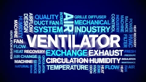 Ventilator animated word cloud,animation tag kinetic typography seamless loop. Vídeos de archivo 306519604