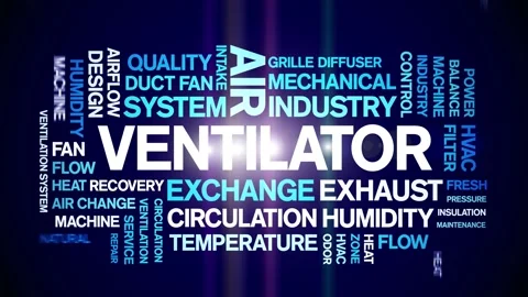 Ventilator animated word cloud,animation tag kinetic typography seamless loop. Vídeos de archivo 306519652