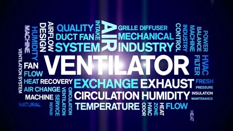 Ventilator animated word cloud,animation tag kinetic typography seamless loop. Vídeos de archivo 306519702