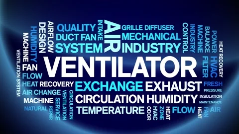 Ventilator animated word cloud,animation tag kinetic typography seamless loop. Vídeos de archivo 306519736