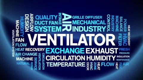 Ventilator animated word cloud,animation tag kinetic typography seamless loop. Vídeos de archivo 306519761