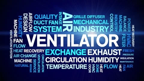 Ventilator animated word cloud,animation tag kinetic typography seamless loop. Vídeos de archivo 306519784