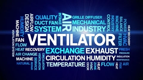 Ventilator animated word cloud,animation tag kinetic typography seamless loop. Vídeos de archivo 306519812
