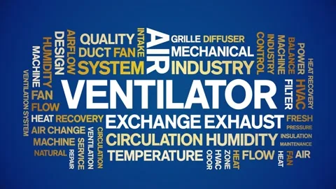 Ventilator animated word cloud,animation tag kinetic typography seamless loop. Vídeos de archivo 306519907