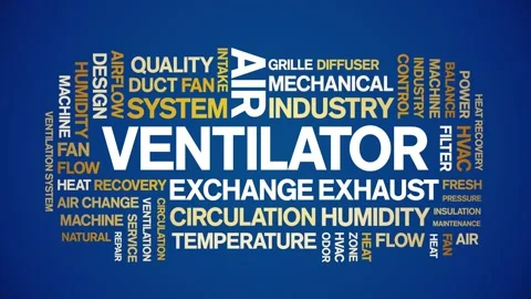 Ventilator animated word cloud,animation tag kinetic typography seamless loop. Vídeos de archivo 306519988