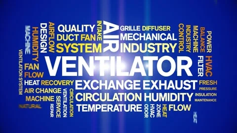 Ventilator animated word cloud,animation tag kinetic typography seamless loop. Vídeos de archivo 306520155