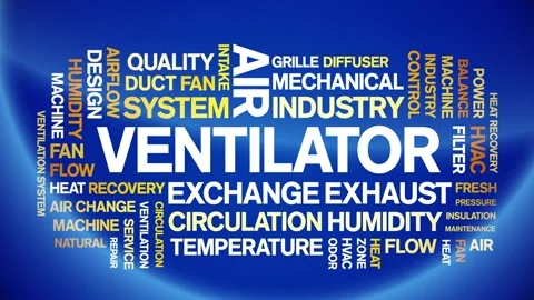 Ventilator animated word cloud,animation tag kinetic typography seamless loop. Vídeos de archivo 306520223