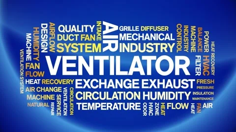 Ventilator animated word cloud,animation tag kinetic typography seamless loop. Vídeos de archivo 306520284