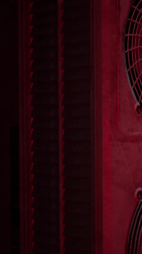 Ventilator in a dark room with red light from the background Stock Footage 340869419