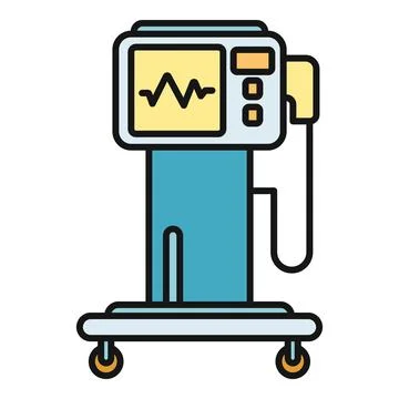 Ventilator device displaying a heart rate on screen Stock Illustration
