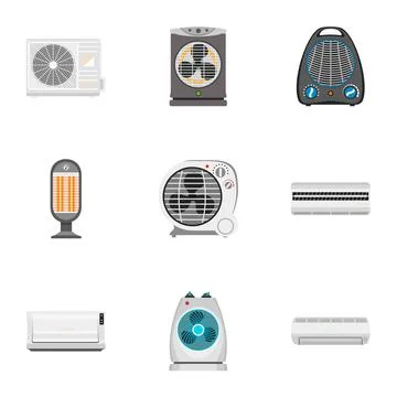 Ventilator icon set, flat style Stock Illustration