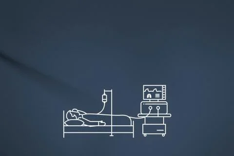Ventilator of the patient by the bedside. Stock Illustration